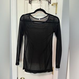 Black Mesh Long Sleeve Top